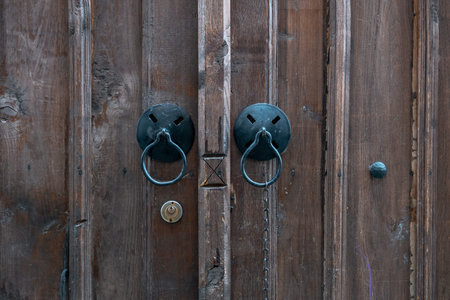 Wooden door with vintage knob.
