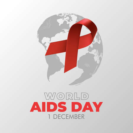AIDS Awareness. World AIDS Day Banner Background Illustration. Red Ribbonのイラスト素材
