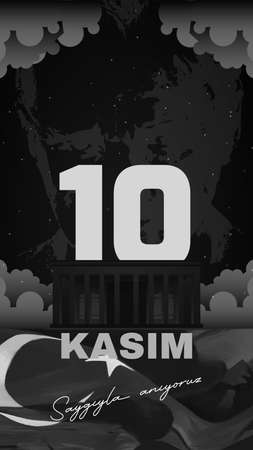November 10 vector illustration. (10 November, Mustafa Kemal Ataturk Death Day anniversary.)のイラスト素材