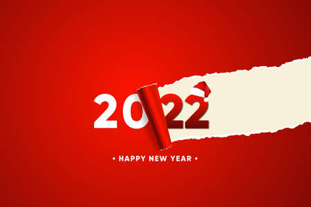 Happy New Year 2022 text design. For brochure design template, card, banner. vector illustration. Happy 2022 new year.のイラスト素材