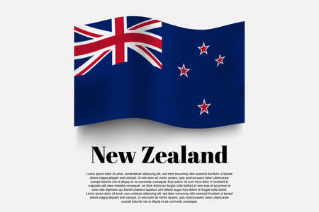 New Zealand flag waving form on gray background. vector illustration.のイラスト素材