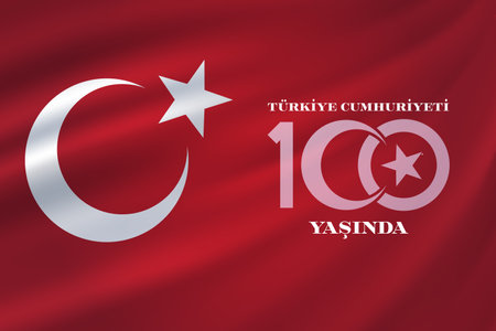 Happy 29 October Republic Day, Republic Day in Turkey. Translation: The Republic of Turkey is 100 years old. Vector illustration, poster, celebration card, graphic, post aのイラスト素材