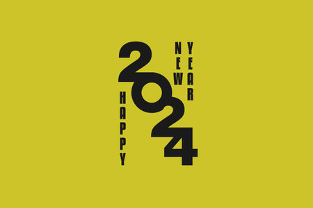 2024 new year celebration card design with yellow background fashion style (happy new year 2024)