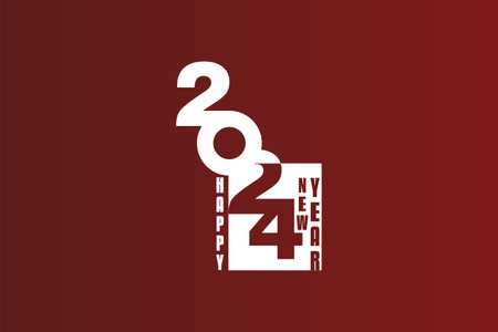 2024 new year celebration card design with crimson gradient background fashion style (happy new year 2024)のイラスト素材