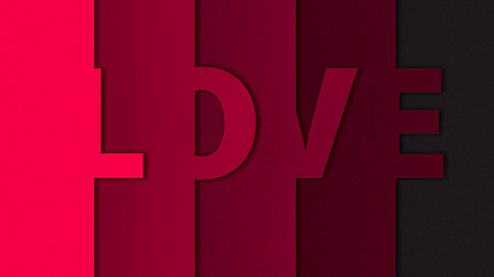 LOVE 3D Typography Art background for poster, valentines day.の写真素材