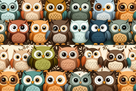 Seamless pattern with cute owls. Vector illustration. Eps 10のイラスト素材