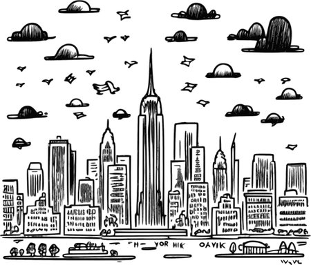 Doodle sketch of New York City, USA. Vector illustration.のイラスト素材