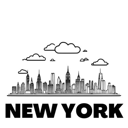 New York City Skyline Silhouette Isolated on White Backgroundのイラスト素材