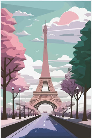 Eiffel tower in Paris, France. Vector illustration. EPS10のイラスト素材