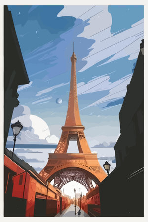 Eiffel Tower in Paris, France. Vector illustration in retro styleのイラスト素材