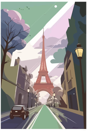Eiffel tower in Paris, France. Vector illustration.のイラスト素材