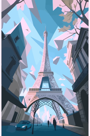 Eiffel Tower in Paris, France. Vector illustration in flat styleのイラスト素材