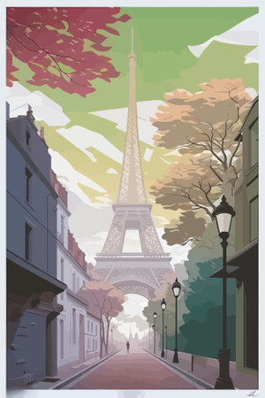 Eiffel tower in Paris, France. Vector illustration.のイラスト素材