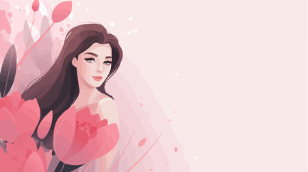 Beautiful young woman with flowers. Vector illustration for your design.のイラスト素材