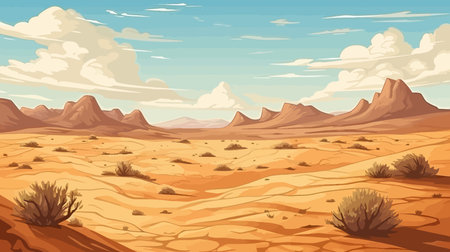 Desert landscape background. Cartoon illustration of desert landscape background for web designのイラスト素材