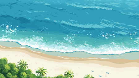 Tropical beach background. Seascape. Vector illustration.のイラスト素材