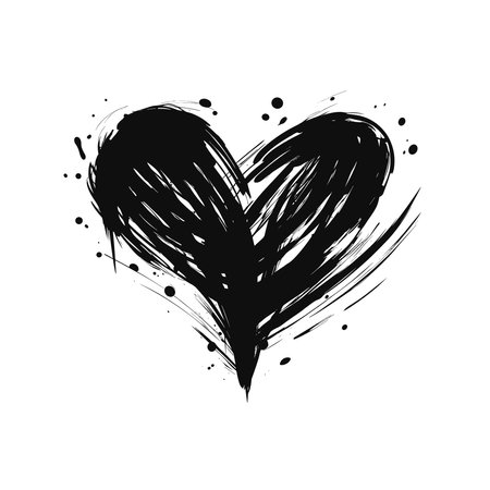 Black grunge heart on white background. Vector illustration for your designのイラスト素材