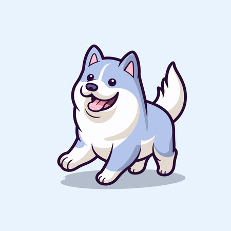 Cute cartoon siberian husky dog. Vector illustration.のイラスト素材