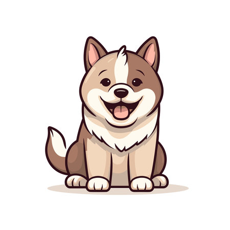 Cute cartoon dog. Vector illustration isolated on a white background.のイラスト素材