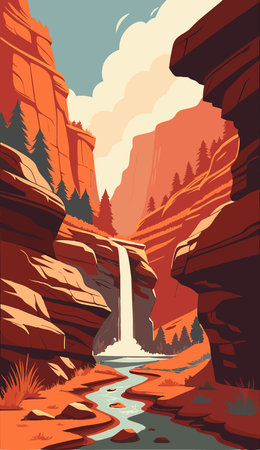 Zion National Park, United States of America, USA, vector illustrationのイラスト素材