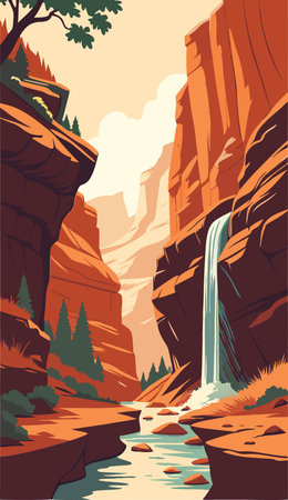 Zion National Park, United States of America, USA, vector illustrationのイラスト素材