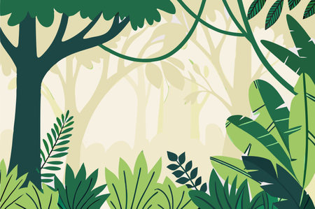 tropical leafs plants in the forest vector illustration design vector illustration designのイラスト素材