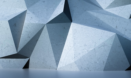 Abstract textured modern white polygon wall backgroundの写真素材