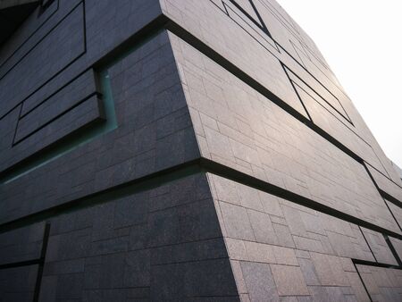 Modern hi tech office edgy building exteriorの写真素材