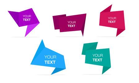 Five abstract colorful polygonal element mockups on whiteのイラスト素材