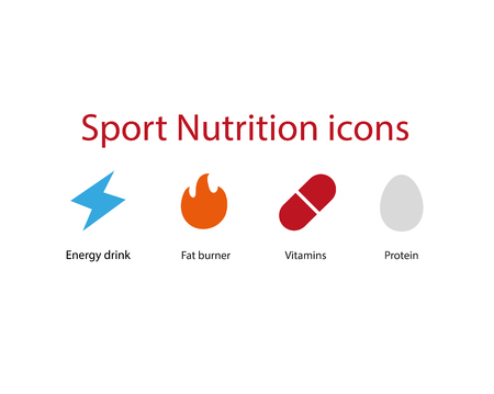 Modern simple sport nutrition icons on whiteのイラスト素材