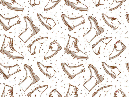 Monochrome line art with shading boots seamless patternのイラスト素材
