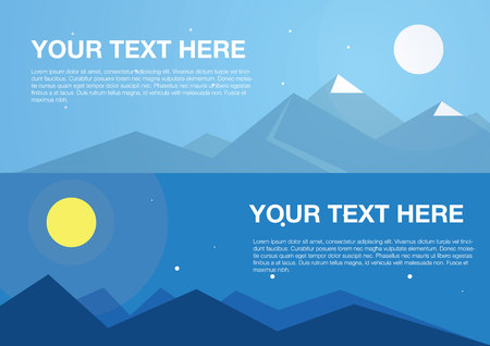 Horizontal flat summer nature mountains siluhette bannersのイラスト素材