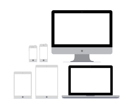 Six flat vector gadget mockups on white backgroundのイラスト素材