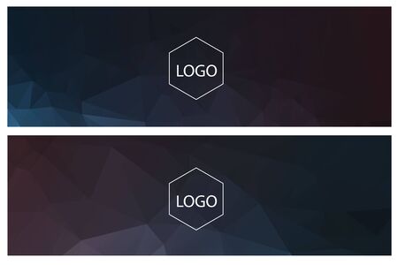Colorful horisontal polygonal banners with logo on whiteのイラスト素材