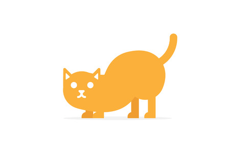 Vector cute happy red cat on white backgroundのイラスト素材