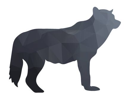 Silhouette of a wolf with modern polygonal backgroundのイラスト素材