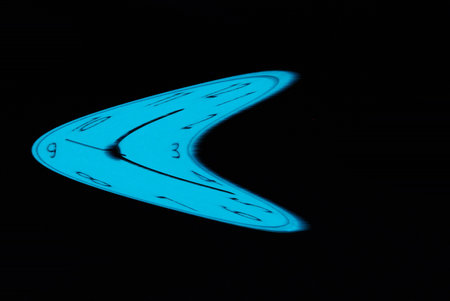 Clock shaped like a boomerang