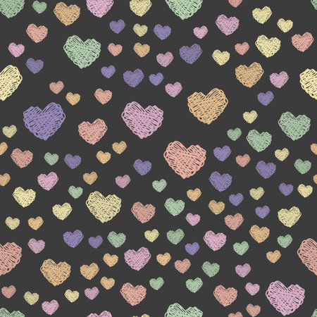 Seamless pattern with colorful hearts. Vector.