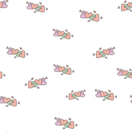 Seamless pattern with colorful hearts for Valentine s Day. Vector.のイラスト素材
