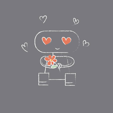 Robot with flower and heart for Valentine s Day. Vectorのイラスト素材