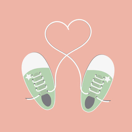Sneakers with rope in form heart. Vectorのイラスト素材
