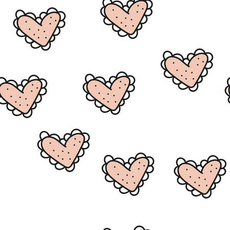 Seamless pattern with hearts and elements. Vector.のイラスト素材