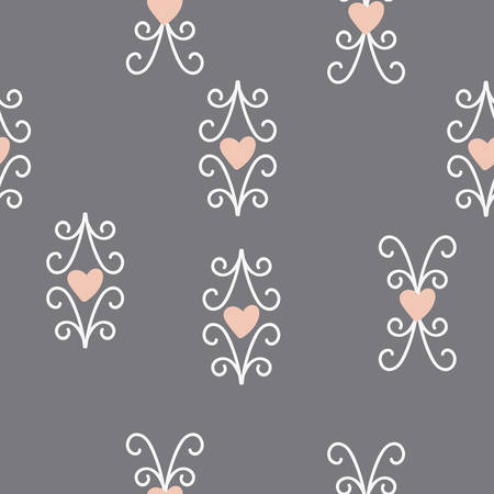 Seamless pattern with hearts and elements. Vector.のイラスト素材