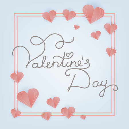 Valentine Day greeting card with paper cut hearts. Vector.のイラスト素材