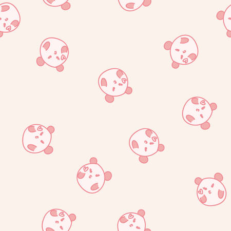 Seamless pattern with sweet kawaii characters. Vector.のイラスト素材