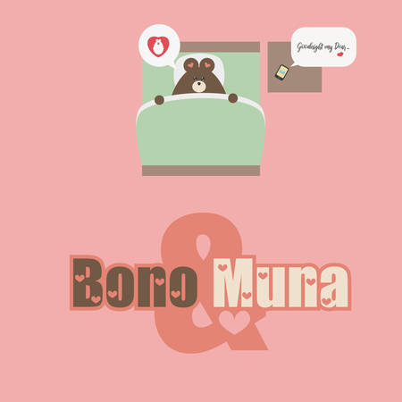 Happy Valentine's Day with sweet Bears. Kawaii. Vector.のイラスト素材