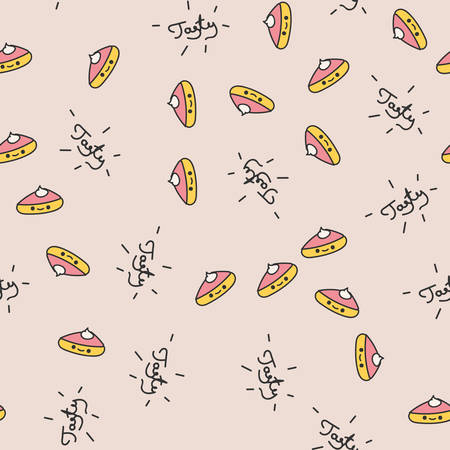 Seamless pattern with Kawaii pies. Vector.のイラスト素材