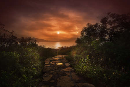 Sunrise at Tung Ping Chau Hong Kongの写真素材