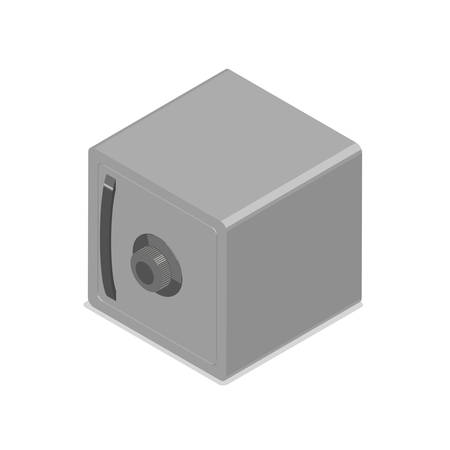 Closed gray safe isolated. Isometric vector illustrationのイラスト素材