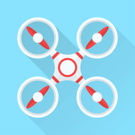 Quadcopter drone in top wiew. Flat design. Vector illustration.のイラスト素材